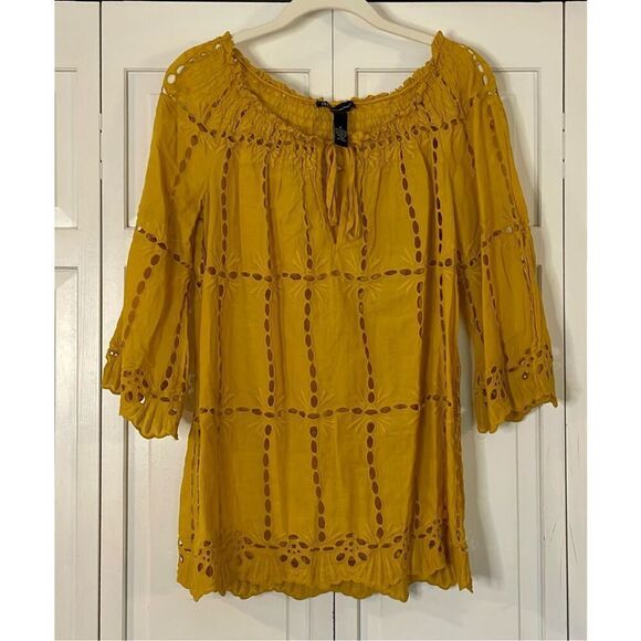 I.N.C. Yellow eyelet coverup or blouse xs/0 - Picture 2 of 8